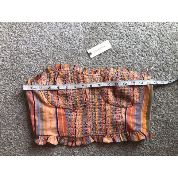 Brand New Anthropologie Rainbow Smocked Y2K Tube Crop Top XS - Picture 10 of 11